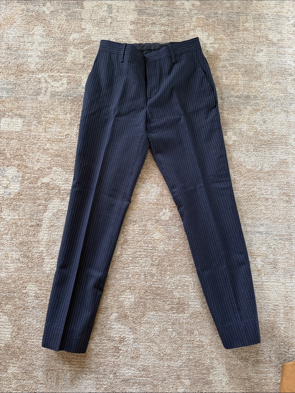 rag & bone navy pinstripe wool dress pants